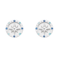 DUR Schmuck Ohrstecker KOMPASSROSE 2.0 Zirkonia, Silber 925/- hell rhodiniert (O5454)