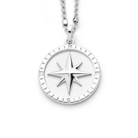 DUR Schmuck Anhänger KOMPASSROSE 2.0 Silber 925/- hell rhodiniert (P4329)