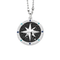 DUR Schmuck Anhänger KOMPASSROSE 2.0 Zirkonia & Lavasand Silber 925/- rhodiniert (P4339)