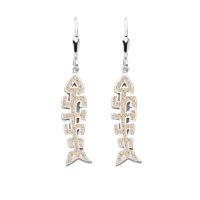 DUR Schmuck Ohrhänger Fischgräte OSTSEE Strandsand, Silber 925/- rhodiniert (O5469)