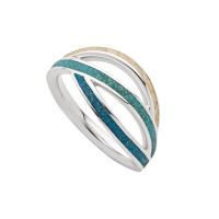 DUR Schmuck Ring OCEAN STREAM Strandsand/blauer Steinsand, Silber 925/- rhodiniert (R5855)