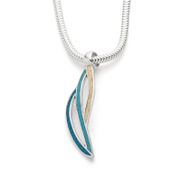 DUR Schmuck Anhänger "Ocean Stream" Strandsand/blauer Steinsand, Silber 925/- rhodiniert (P4259)