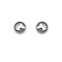 DUR Schmuck Ohrstecker PFERDEGLÜCK dunkel Silber 925/- rhodiniert (O5505)