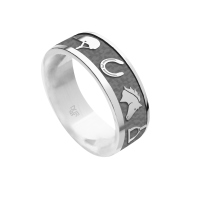 DUR Schmuck Ring PFERDEGLÜCK dunkel Silber 925/- rhodiniert, 7mm (R5964)