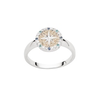 DUR Schmuck Ring KOMPASSROSE 2.0 Strandsand & Zirkonia Silber 925/- rhodiniert (R5967)