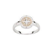 DUR Schmuck Ring KOMPASSROSE 2.0 Strandsand Silber 925/- rhodiniert (R5970)