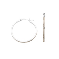 DUR Schmuck Creole Strandsand Rund 30mm, Silber 925/- rhodiniert (O5540)