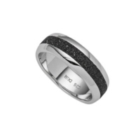 DUR Schmuck Ring LAVAFUNKELN Lavasand Silber 925/- rhodiniert, ca 7mm (R4745)