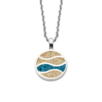 DUR Schmuck Kette STRANDWELLEN Strandsand blauer Steinsand Silber 925/- rhodiniert 45cm (K2951)