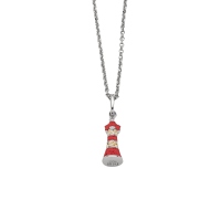 DUR Schmuck Kette LEUCHTTURM Koralle, Strandsand, Silber 925/- rhodiniert 45cm K2977