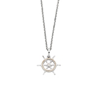 DUR Schmuck Kette STEUERRAD Strandsand, Zirkonia, Silber 925/- rhodiniert 45cm (K2978)