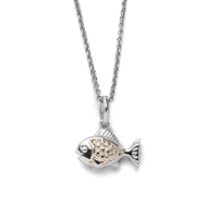 DUR Schmuck Kette FISCH Strandsand, Silber 925/- rhodiniert 45cm (K2991)