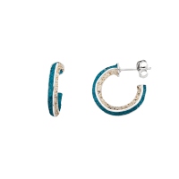 DUR Schmuck Creole WELLENSPIEL Strandsand / Steinsand blau Silber 925/- rhodiniert (O5563)