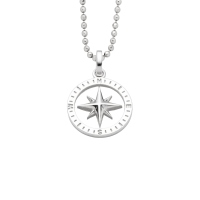DUR Schmuck Anhänger KOMPASSROSE 2.0 hell Silber 925/- rhodiniert 15mm (P4863)