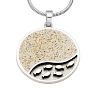 DUR Schmuck Anhänger FISCHSCHWARM 25 mm Strandsand, sandlos dunkel Silber 925/- rhodiniert (P4854)