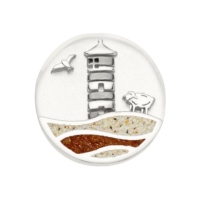 DUR Schmuck Element Strandwellen PILSUMER LEUCHTTURM Strandsand / Bernsteinsand, Silber 925/- rhod. (F409)