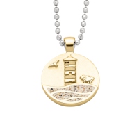 DUR Schmuck Anhänger Strandwellen PILSUMER LEUCHTTURM (15mm) Strandsand, Silber 925/- vergoldet (P4923)