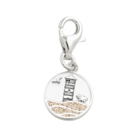 DUR Charm Strandwellen PILSUMER LEUCHTTURM Strandsand, Silber 925/- rhodiniert (F417)