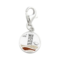 DUR Charm Strandwellen PILSUMER LEUCHTTURM Strandsand, Bernsteinsand Silber 925/- rhodiniert (F418)