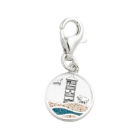 DUR Charm Strandwellen PILSUMER LEUCHTTURM Strandsand, Steinsand Silber 925/- rhodiniert (F419)