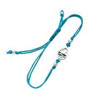 Dur Schmuck Cotton-Armband STRANDWELLEN DROP Strandsand / Steinsand blau, Silber 925/- 17cm, verlängerbar (A1963)