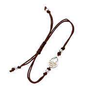 Dur Schmuck Cotton-Armband STRANDWELLEN DROP Strandsand dunkelbraun, Silber 925/- 17cm, verlängerbar (A1964)