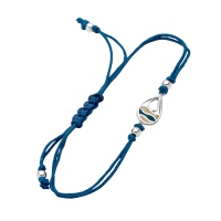Dur Schmuck Cotton-Armband STRANDWELLEN DROP Strandsand / Steinsand blau, Silber 925/- 17cm, verlängerbar (A1965)