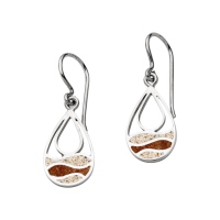 DUR Schmuck Ohrring STRANDWELLEN DROP Strandsand / Bernstein, Silber 925/- rhodiniert (O5735)