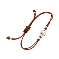 Dur Schmuck Cotton-Armband STRANDWELLEN DROP Strandsand / Bernsteinsand, Silber 925/- 17cm, verlängerbar (A1967)