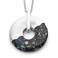 DUR Schmuck Anhänger DONUT Mosaik-Seeopal, Silber 925/- (P4257) handgefertigt