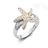 DUR Schmuck Ring Seestern Strandsand Silber 925/- rhodiniert / (R4595)