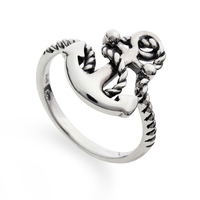 DUR Schmuck Ring *Anker* 925/- Silber 925/- rhodiniert (R4574)