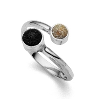 DUR Schmuck Ring *Kontraste* Strandsand, Lavasand 925 Sterlingsilber rhodiniert (R4863)