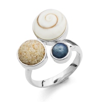 DUR Schmuck Ring *Strand + Meer* Strandsand, Silber 925/- verstellbar (R4728)